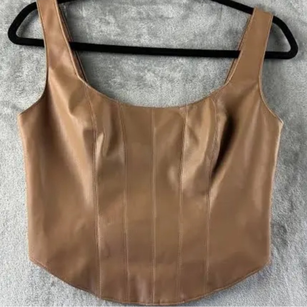 Abercrombie & Fitch Brown Faux Leather Crop Top